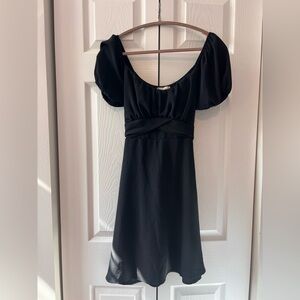 Altar'd State Black Puff Sleeve Mini Dress